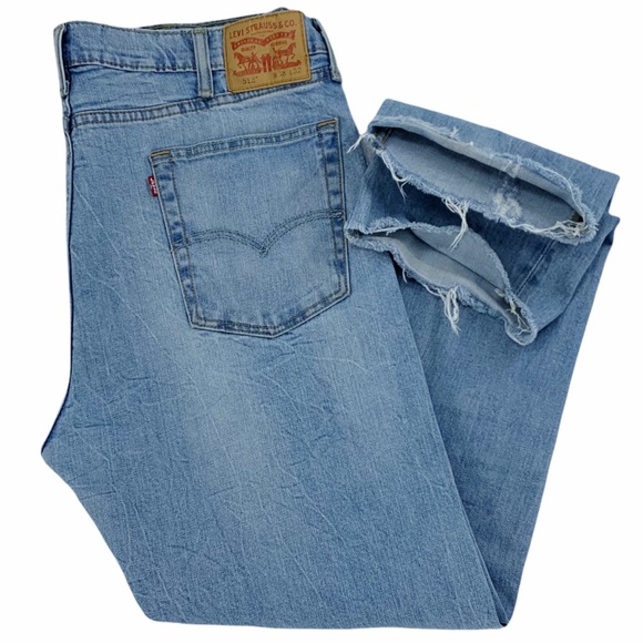 Levi’s 513 Slim Straight Distressed Light Wash Jeans - Picture 15 of 16